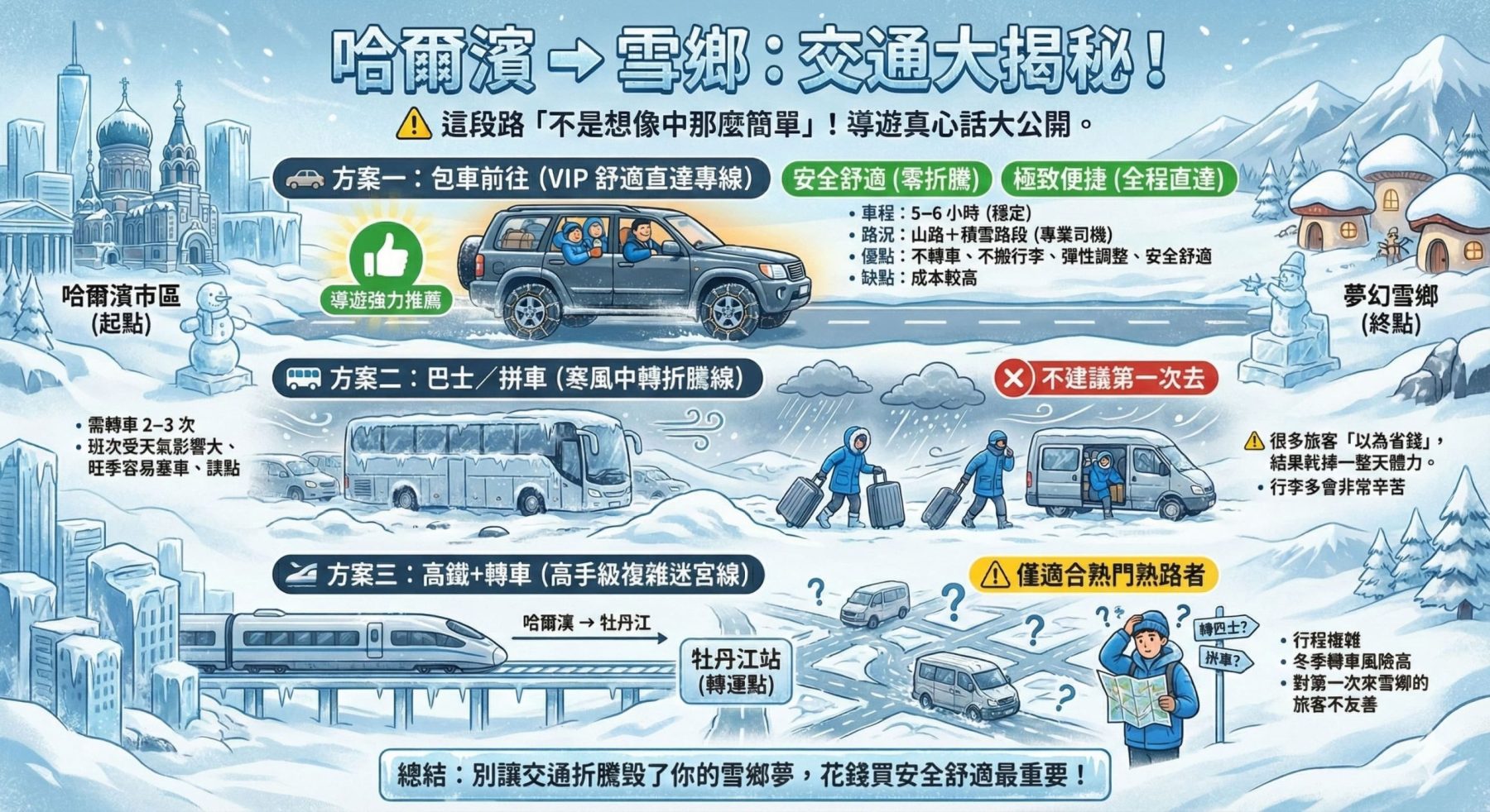 哈爾濱前往雪鄉冬季林海雪道路況