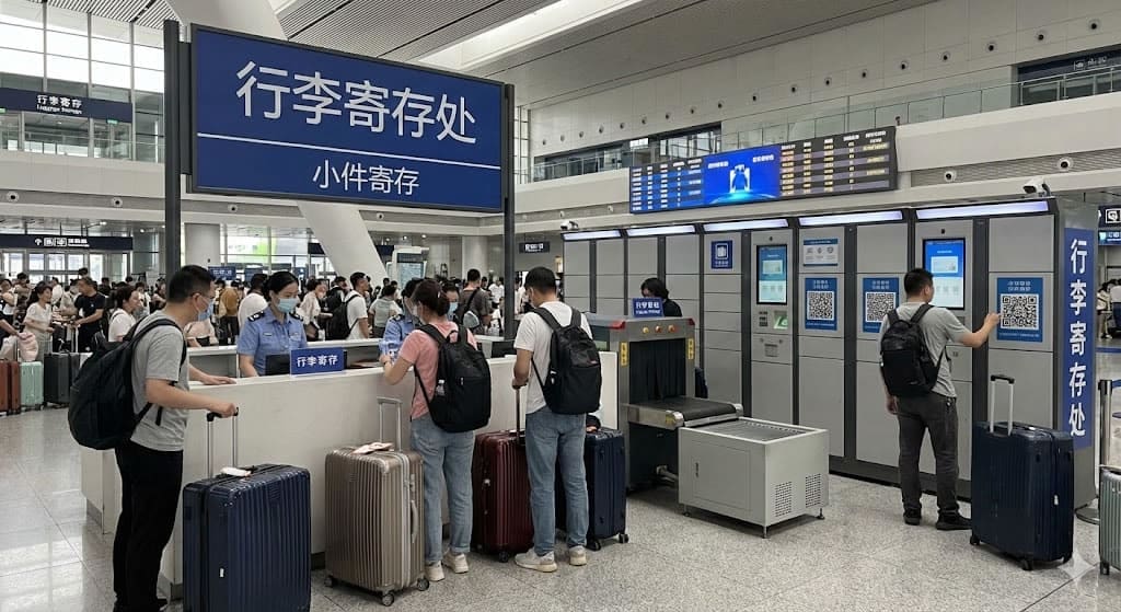 大陸火車站內的行李寄存服務區