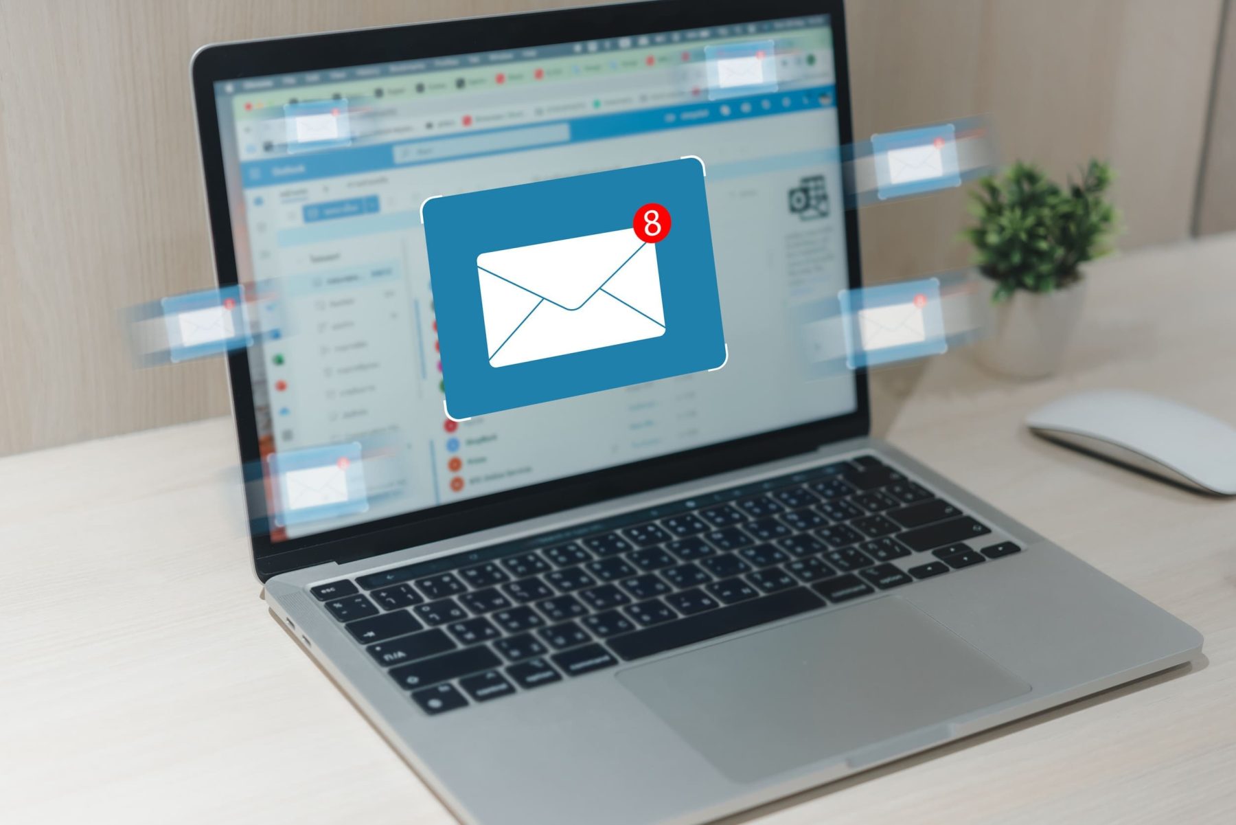 筆電連手機熱點收發 Gmail 的連線流程示意圖