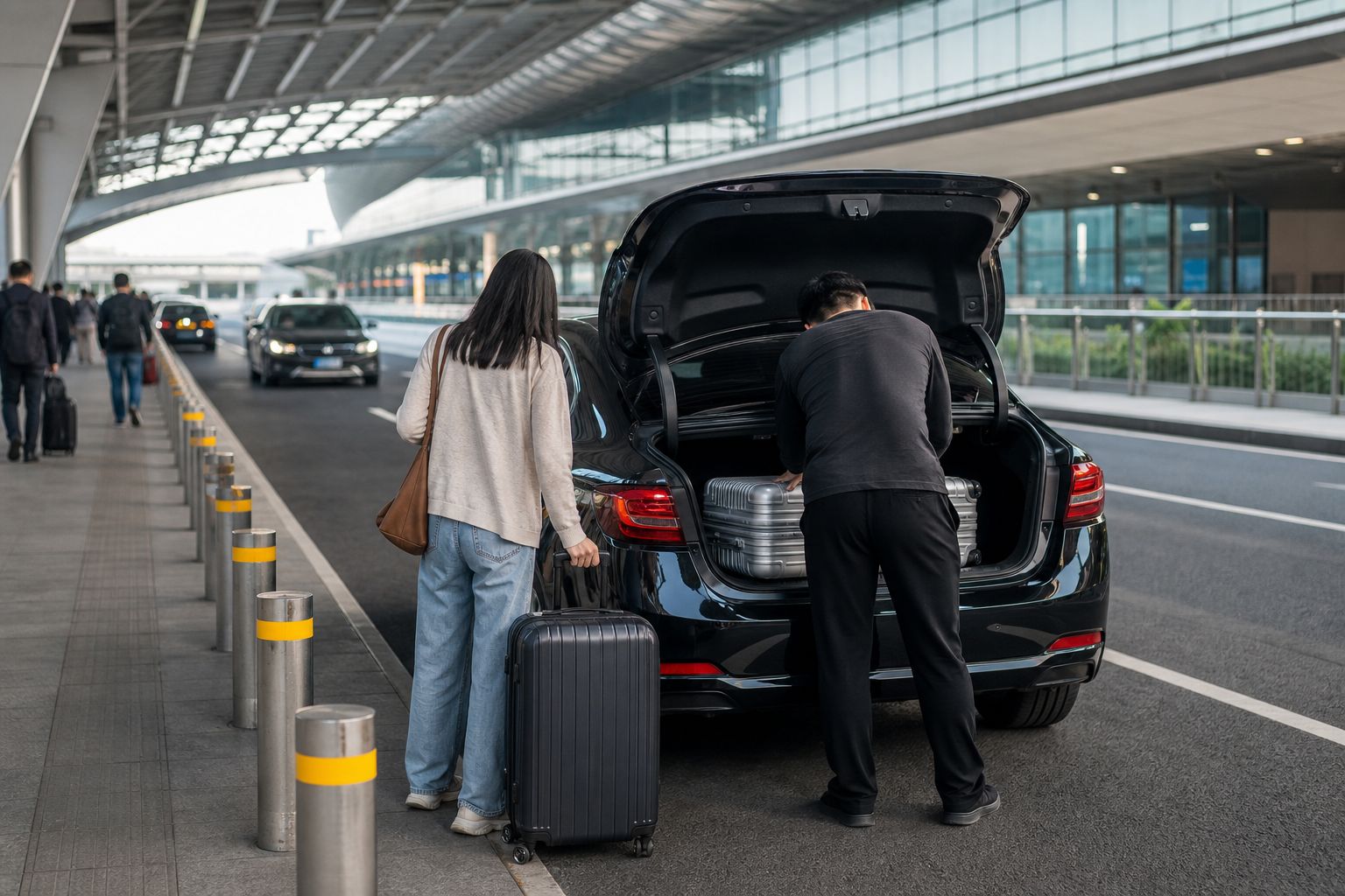 大陸機場航廈外的出租車上客點