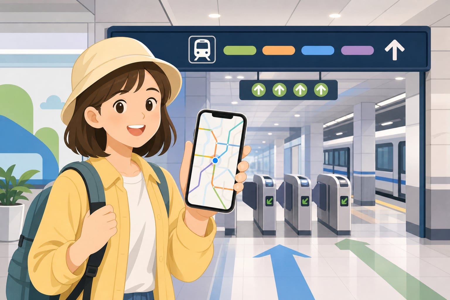 卡通說明圖:用高德地圖查中國地鐵公車路線與出口