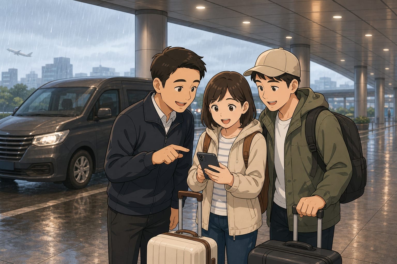 大陸颱風航班取消後包車司機協助調整接送時間示意圖