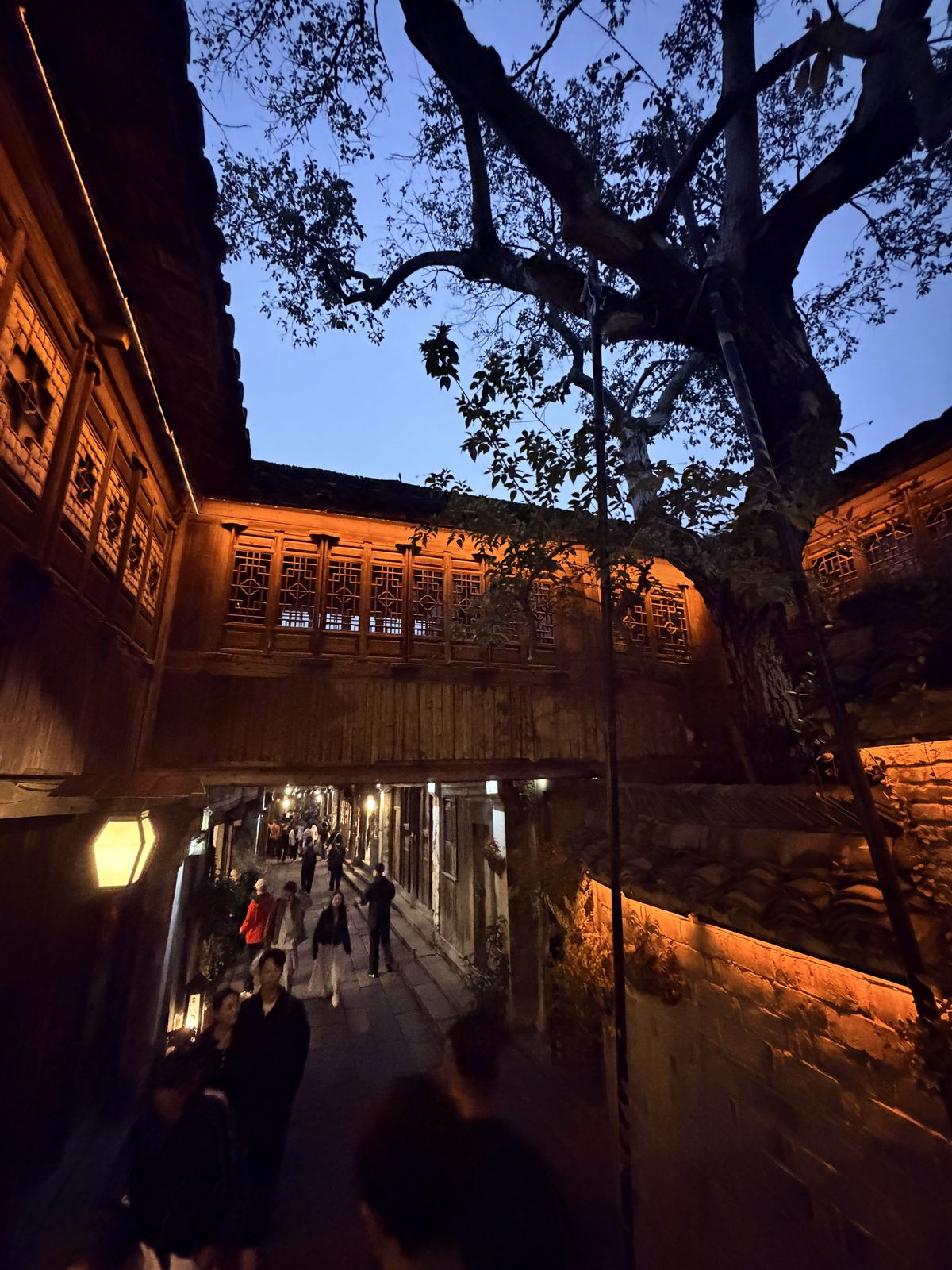 烏鎮西柵夜間廊棚與沿河走道