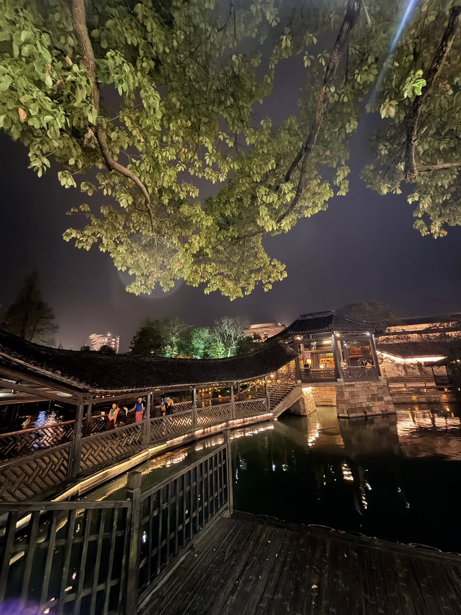 烏鎮西柵酒吧街特色復古木屋與霓虹燈光