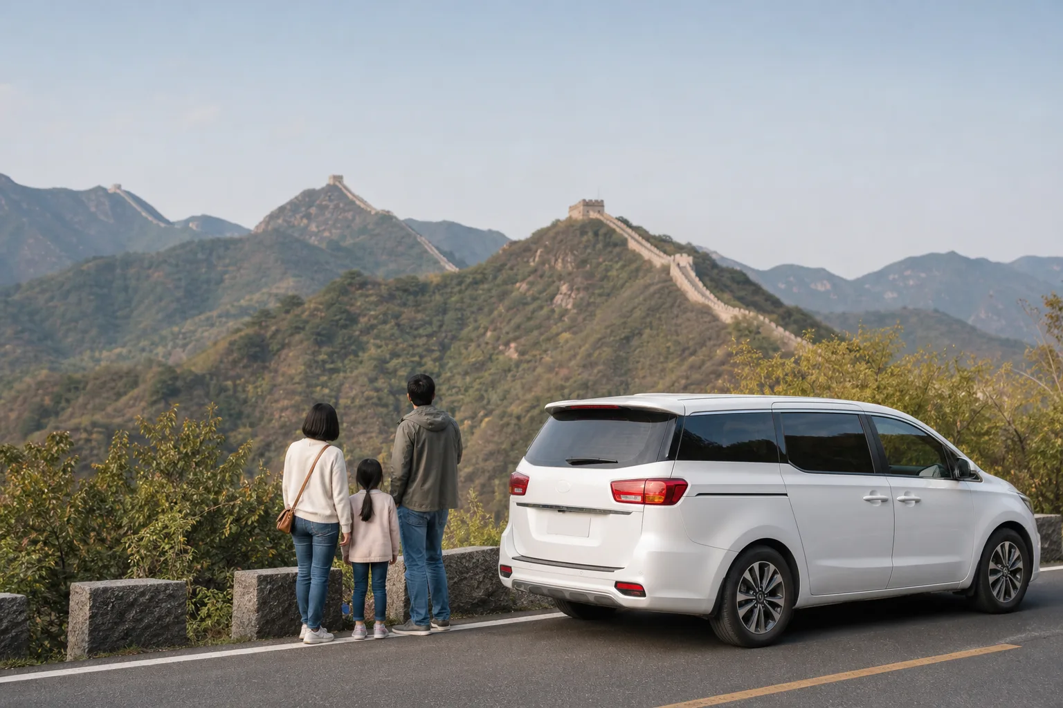 北京近郊包車前往長城山區情境示意