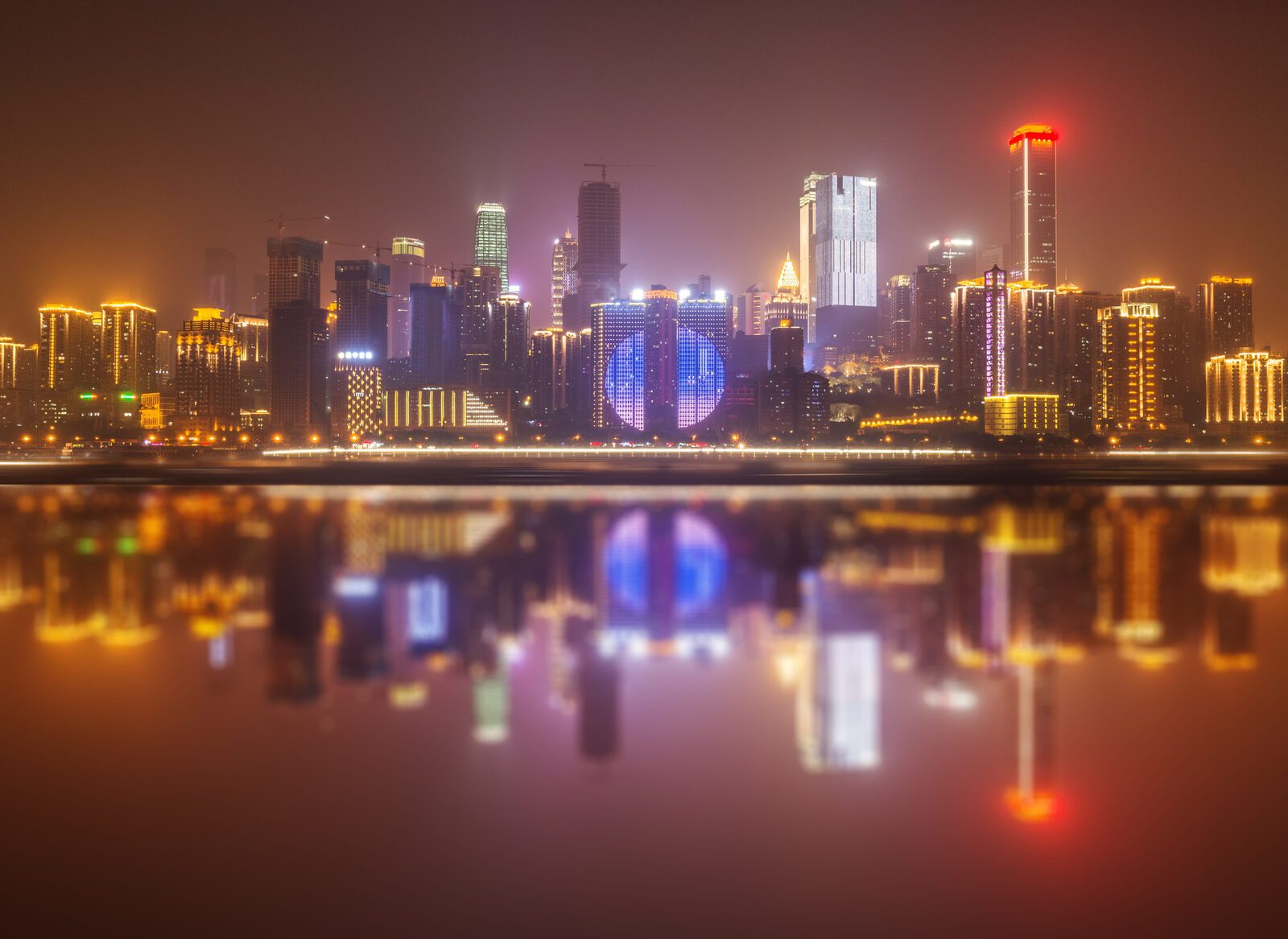 重慶長江與嘉陵江沿岸城市燈火夜景
