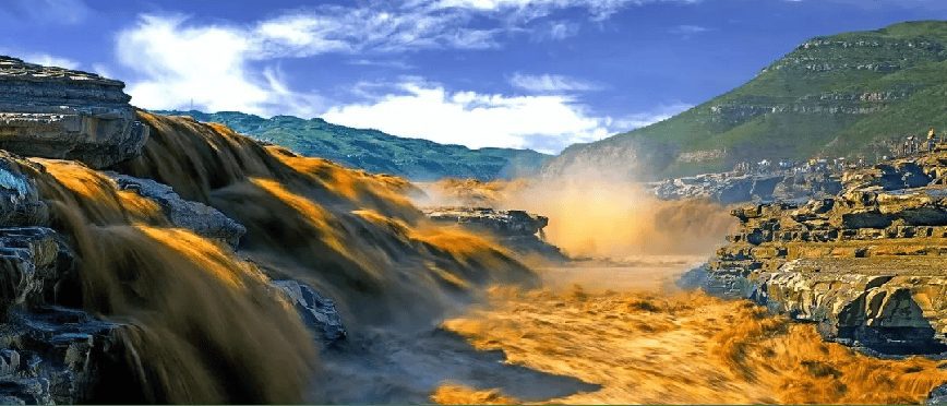 黃河壺口瀑布奔流景觀