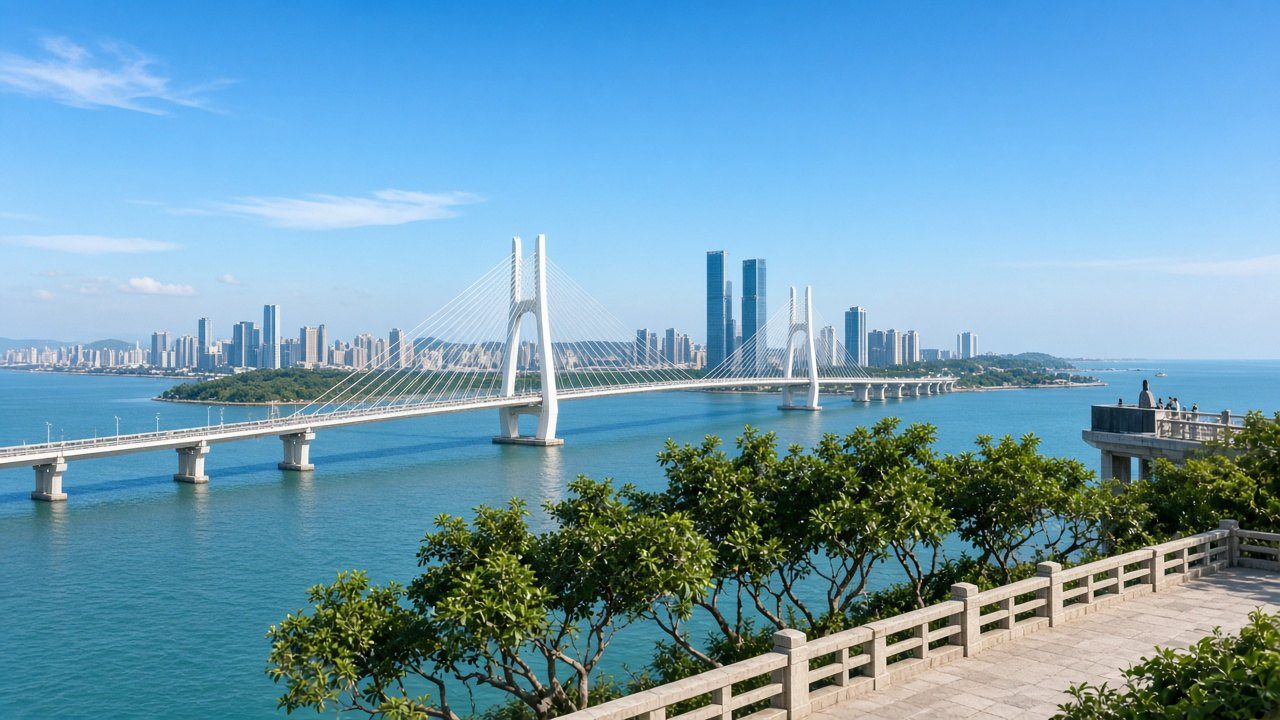 廈門演武大橋跨海白橋與觀景台情境示意