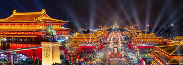 西安大唐不夜城夜間唐風街景