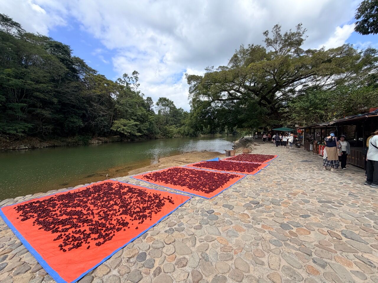 雲水謠溪畔晾曬農產與沿岸小店